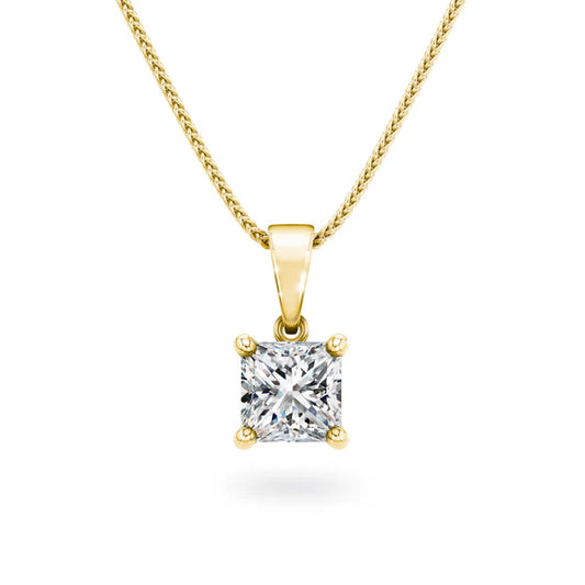 3CT Lab Grown Princess Cut Diamond Solitaire Pendant