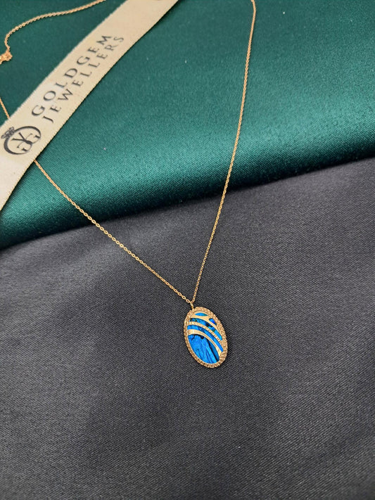 18ct Yellow Gold Oval Reversible Necklace