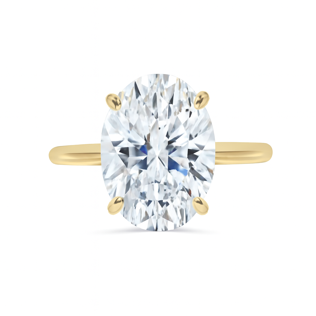 18ct Gold Lab Grown Diamond Solitaire  Ring – 5ct oval