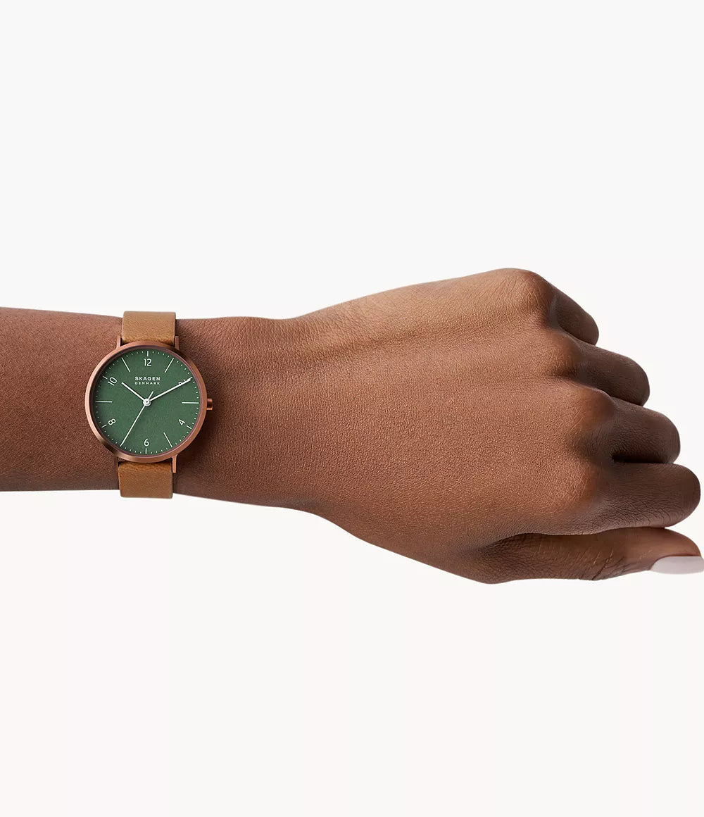 Skagen Women's Aaren Naturals Cognac Apple leather Watch - SKW2973