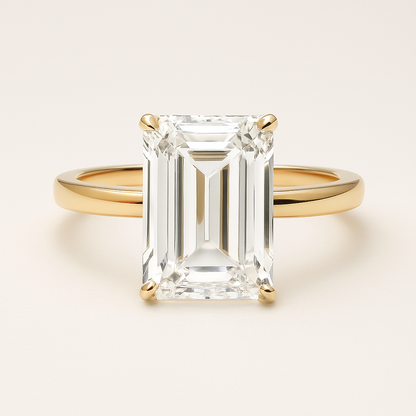 18ct Gold Lab-Grown Diamond Solitaire Ring – 5ct Emerald Cut