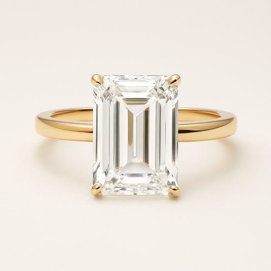 18ct Gold Lab-Grown Diamond Solitaire Ring – 5ct Emerald Cut