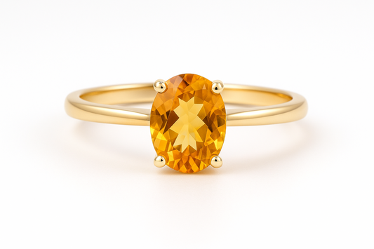 9CT Yellow Gold (NOV) Citrine  Solitaire  Ring  -1CT