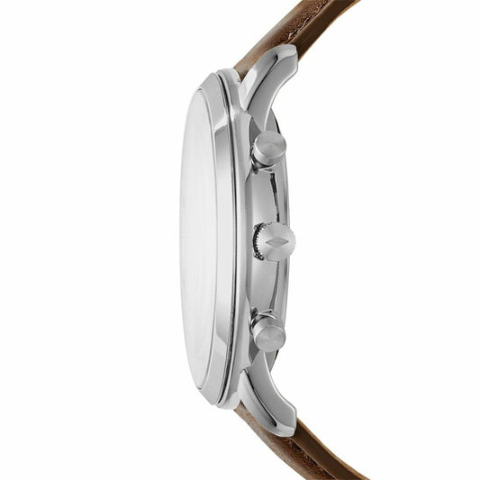 Fossil Men's Neutra Chrono Silver Round Leather Watch -FS5380