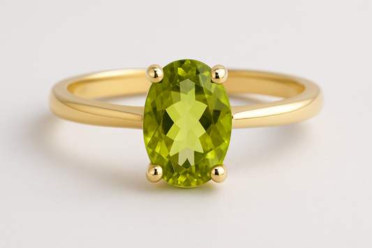 9CT Yellow Gold (AUGUST) Peridot   Solitaire  Ring  -1CT