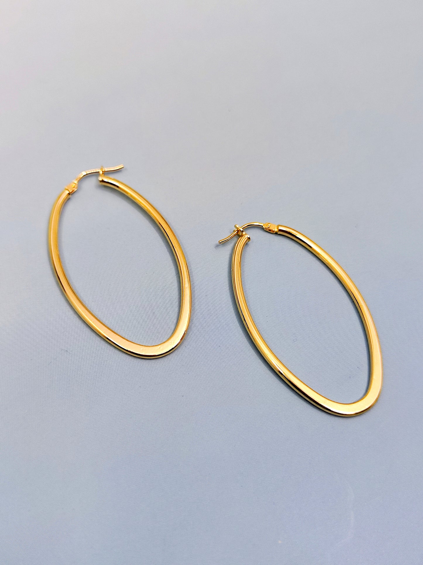 18CT Yellow Gold Long Hoop Earrings