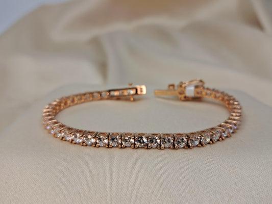 Silver 925 Cubic Zirconia Rose Tennis Bracelet 3.5mm