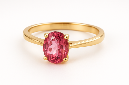 9CT Yellow Gold (OCTOBER) Tourmaline  Solitaire  Ring  -1CT