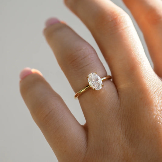 1ct Lab Grown Oval Diamond Solitaire Ring